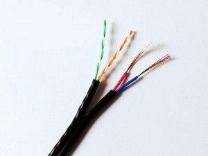 China IP Camera Cable UTP CAT5E 2 Pairs with CCA Power PE Jacket for Outdoor supplier
