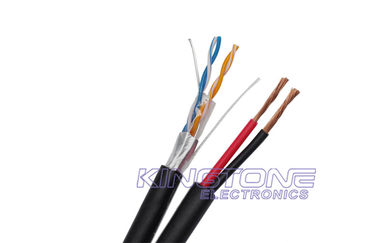 الصين UTP CAT5E 24AWG النحاس العاري مع 2C / 18AWG كابل سياميز PVC Jacket المزود